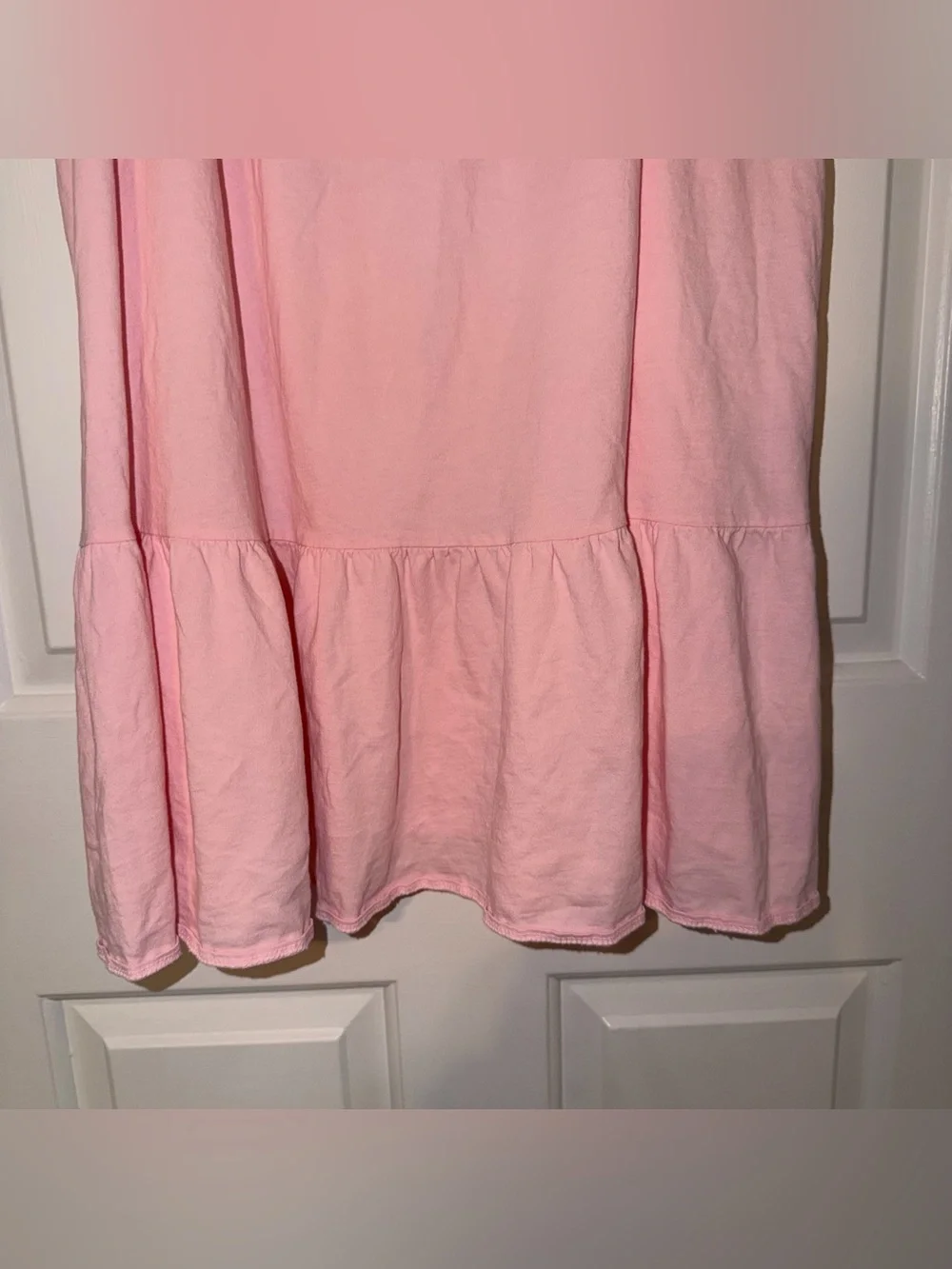 J. Crew Light Pink broken in jersey knit Ruffle mini dress L